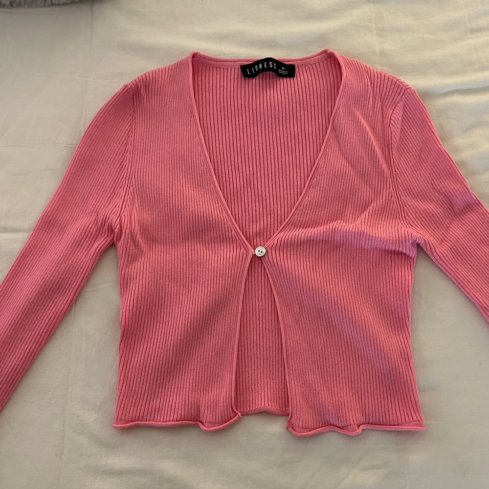 Lioness Pink Ribbed Cardigan